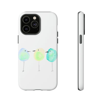 3 Watercolor Quirky Birds Hand Painted Phone Case - Tough Case