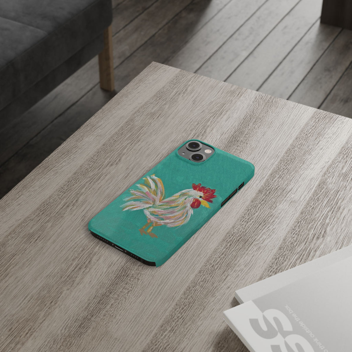 Phone Case hand painted chicken rooster digitized
