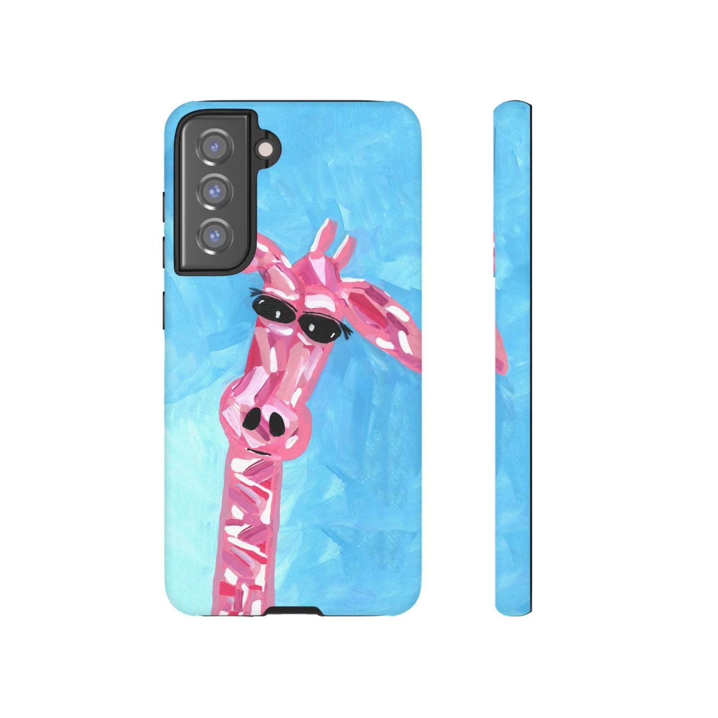 Bright Pink Giraffe Hand Painted Phone Case - Tough Cases