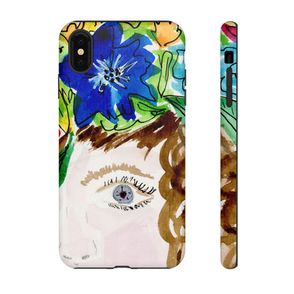 Vera | Hand Painted Girl with Flowers Headdress Colorful Case: Impact-Resistant Phone Cases