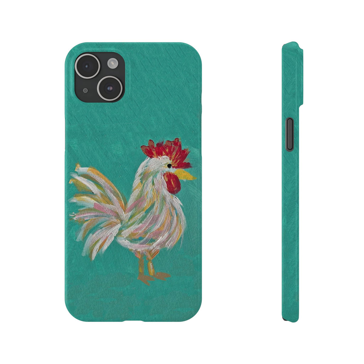 Phone Case hand painted chicken rooster digitized