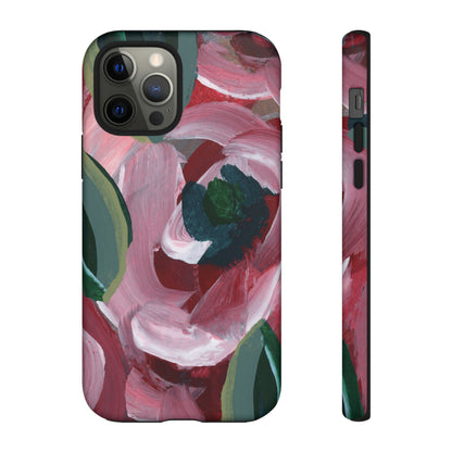 Burgundy Red Floral Hand Painted Abstract Colorful Case: Impact-Resistant Phone Cases