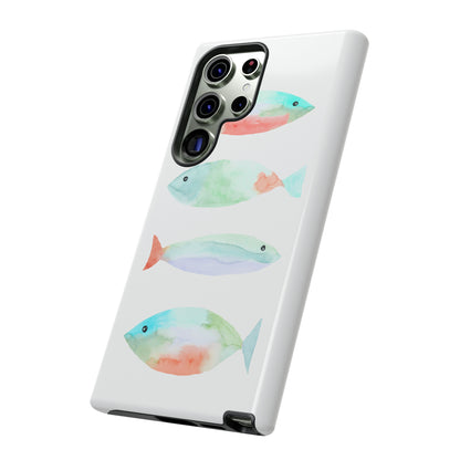 4 Watercolor Fish Hand Painted Cute Phone Case - Tough Case