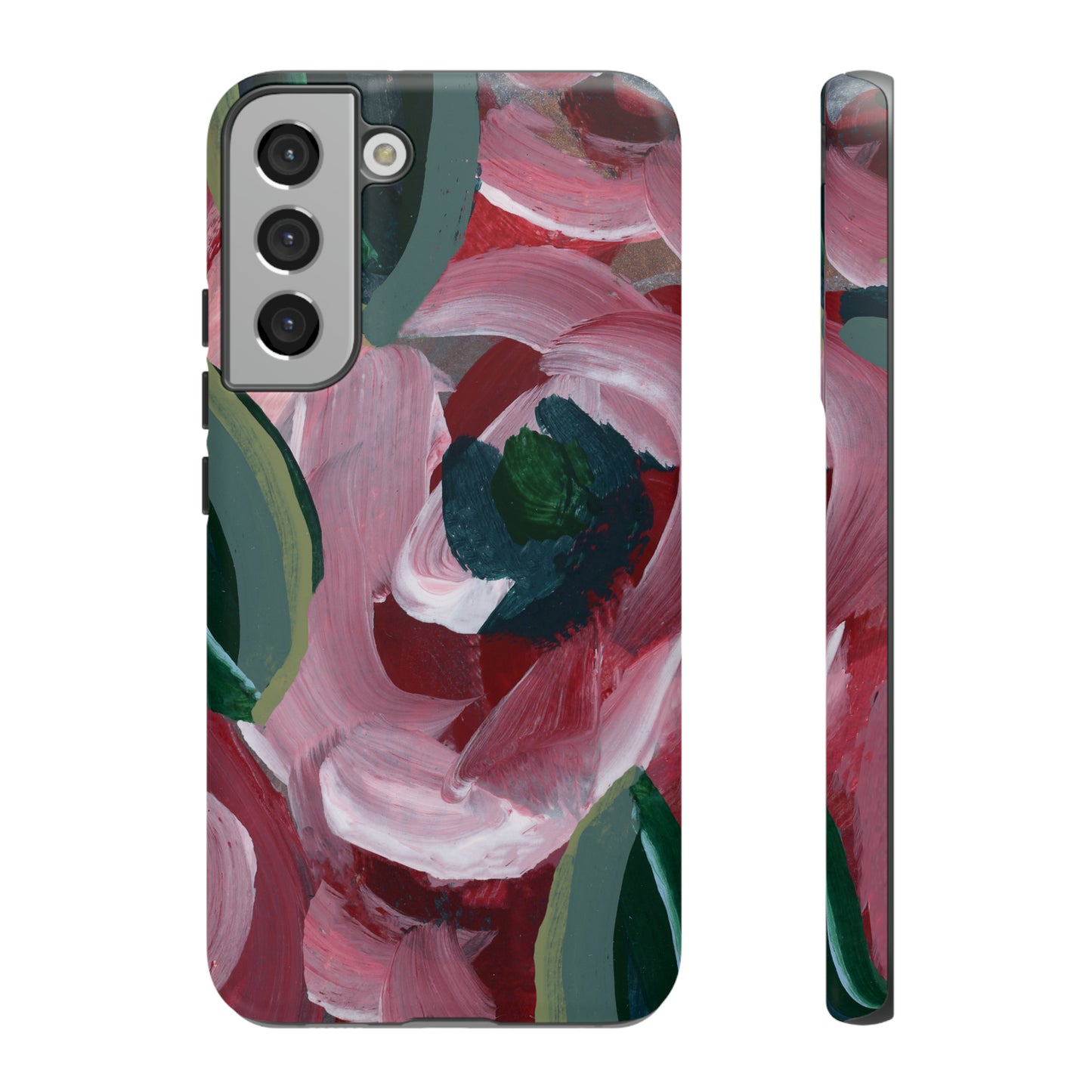 Burgundy Red Floral Hand Painted Abstract Colorful Case: Impact-Resistant Phone Cases