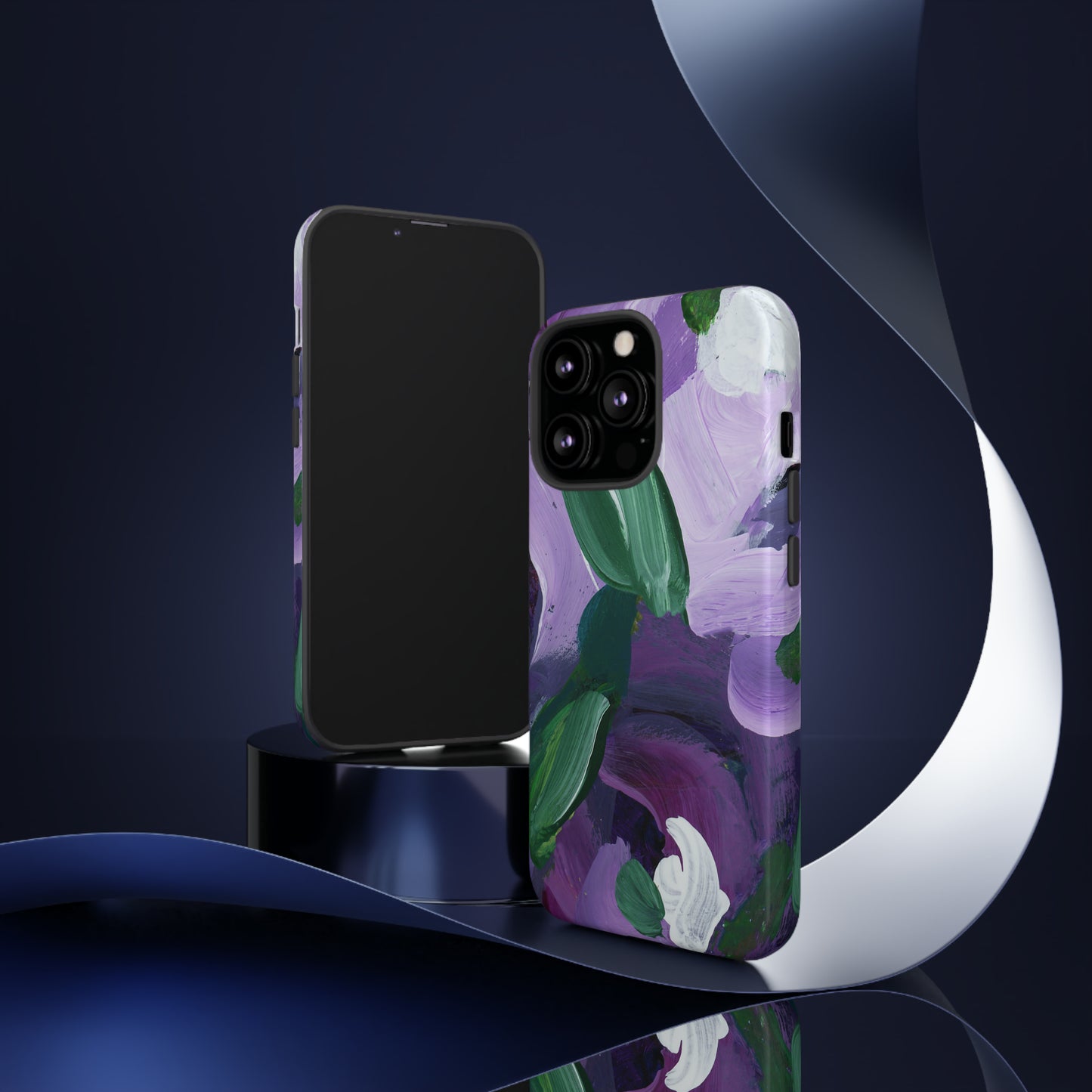 Purple Flowers Hand Painted Abstract Colorful Case: Impact-Resistant Phone Cases