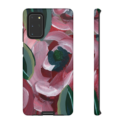 Burgundy Red Floral Hand Painted Abstract Colorful Case: Impact-Resistant Phone Cases