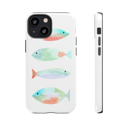 4 Watercolor Fish Hand Painted Cute Phone Case - Tough Case