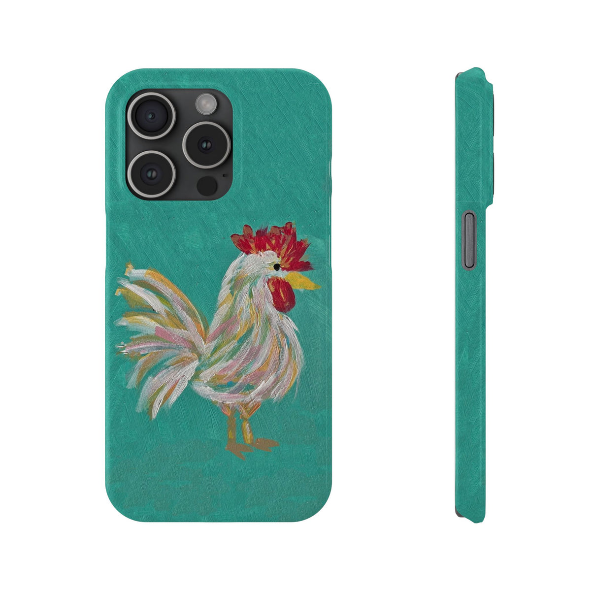 Phone Case hand painted chicken rooster digitized
