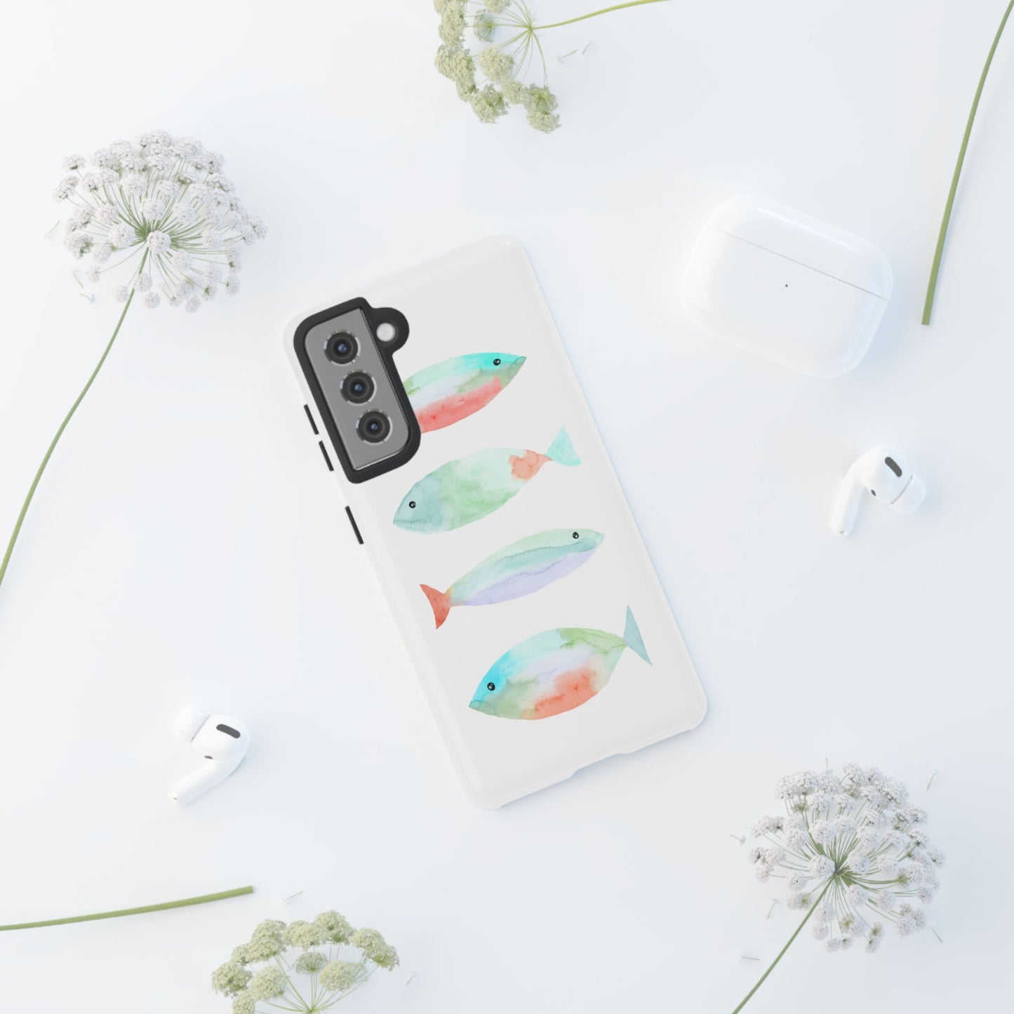 4 Watercolor Fish Hand Painted Cute Phone Case - Tough Case