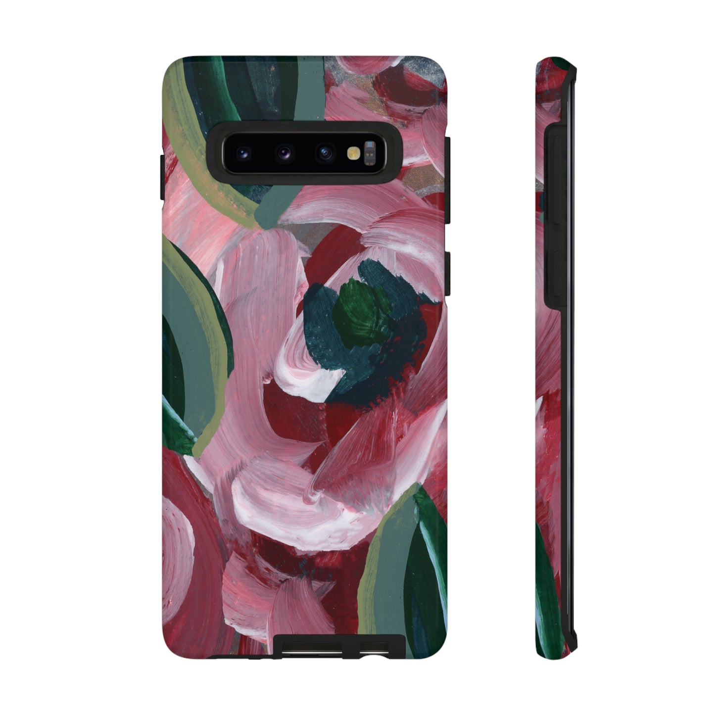 Burgundy Red Floral Hand Painted Abstract Colorful Case: Impact-Resistant Phone Cases