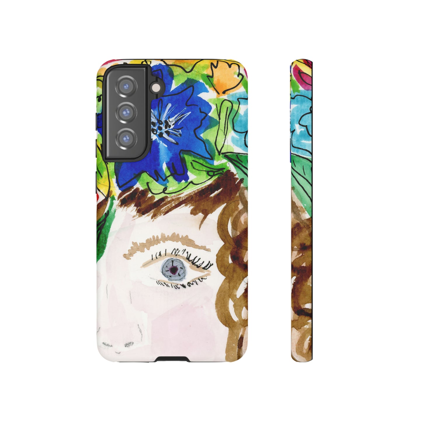 Vera | Hand Painted Girl with Flowers Headdress Colorful Case: Impact-Resistant Phone Cases