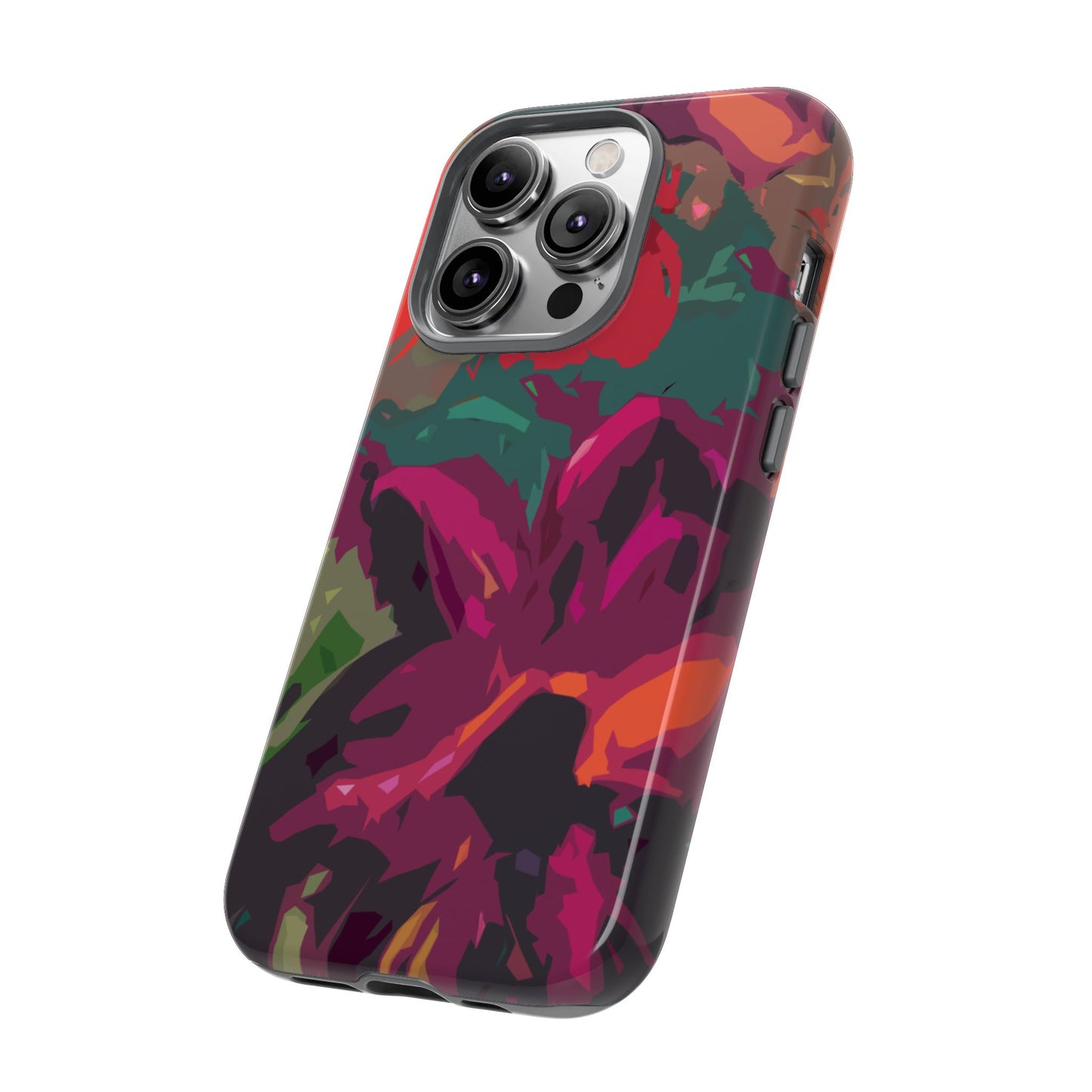 Hand Painted Abstract Colorful Burgundy Teal Orange Red Impact-Resistant Phone Cases