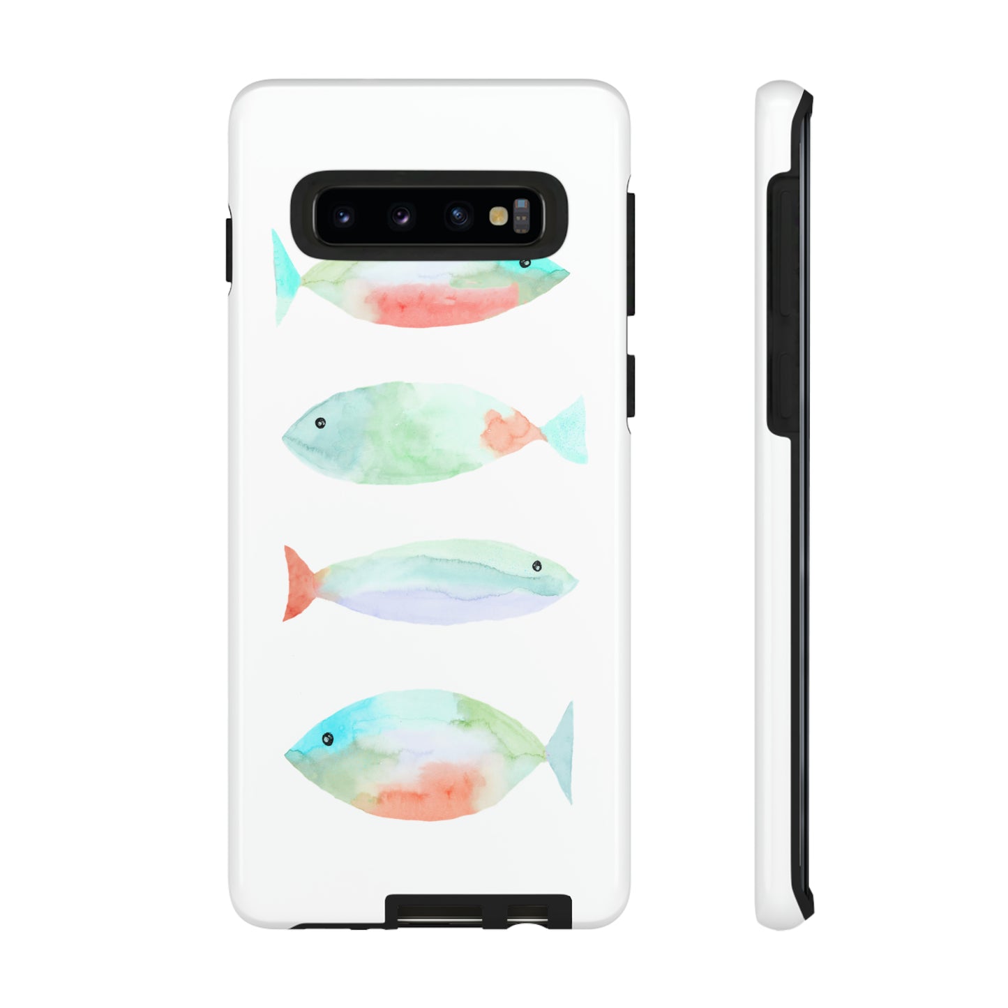 4 Watercolor Fish Hand Painted Cute Phone Case - Tough Case