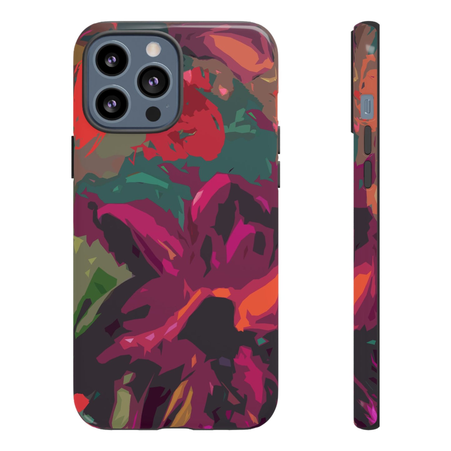 Hand Painted Abstract Colorful Burgundy Teal Orange Red Impact-Resistant Phone Cases