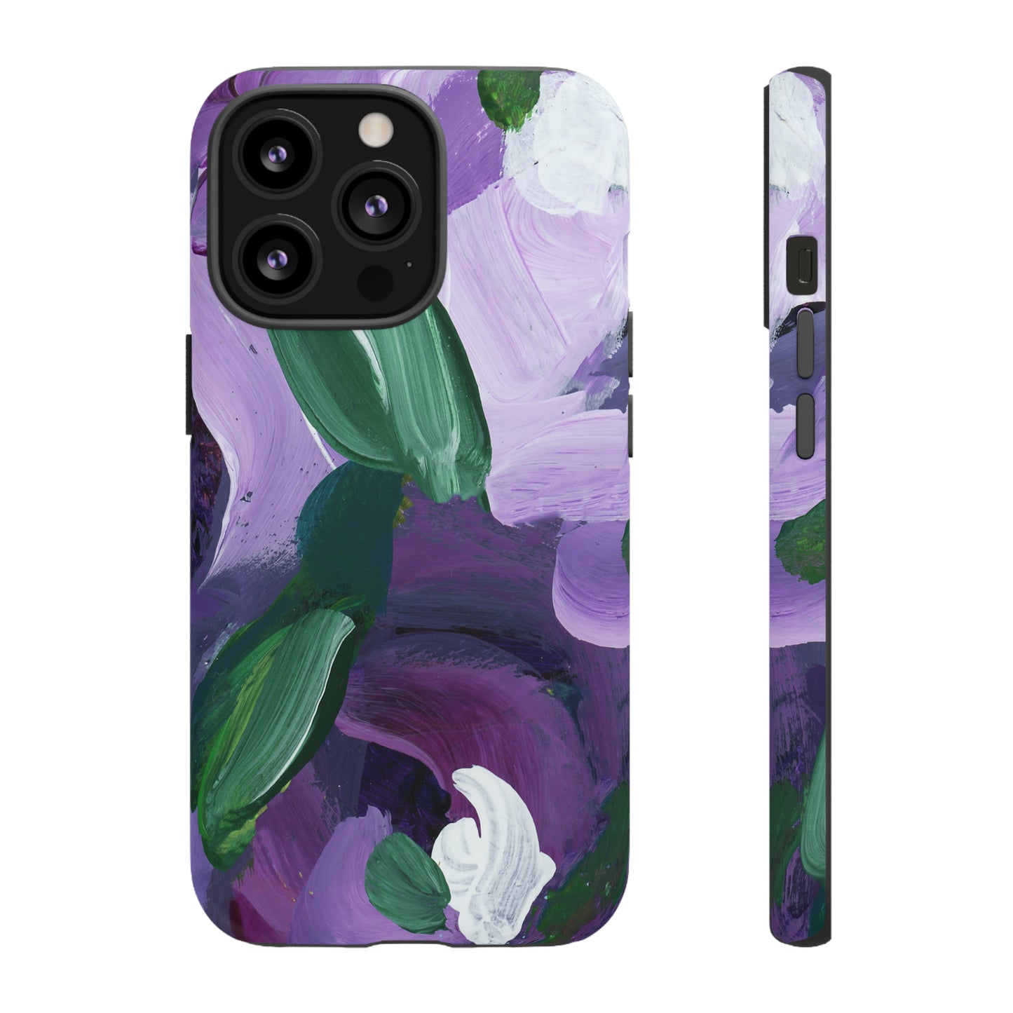 Purple Flowers Hand Painted Abstract Colorful Case: Impact-Resistant Phone Cases