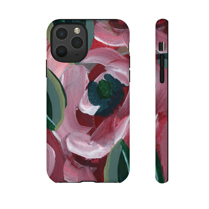 Burgundy Red Floral Hand Painted Abstract Colorful Case: Impact-Resistant Phone Cases