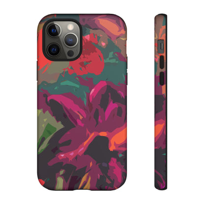 Hand Painted Abstract Colorful Burgundy Teal Orange Red Impact-Resistant Phone Cases