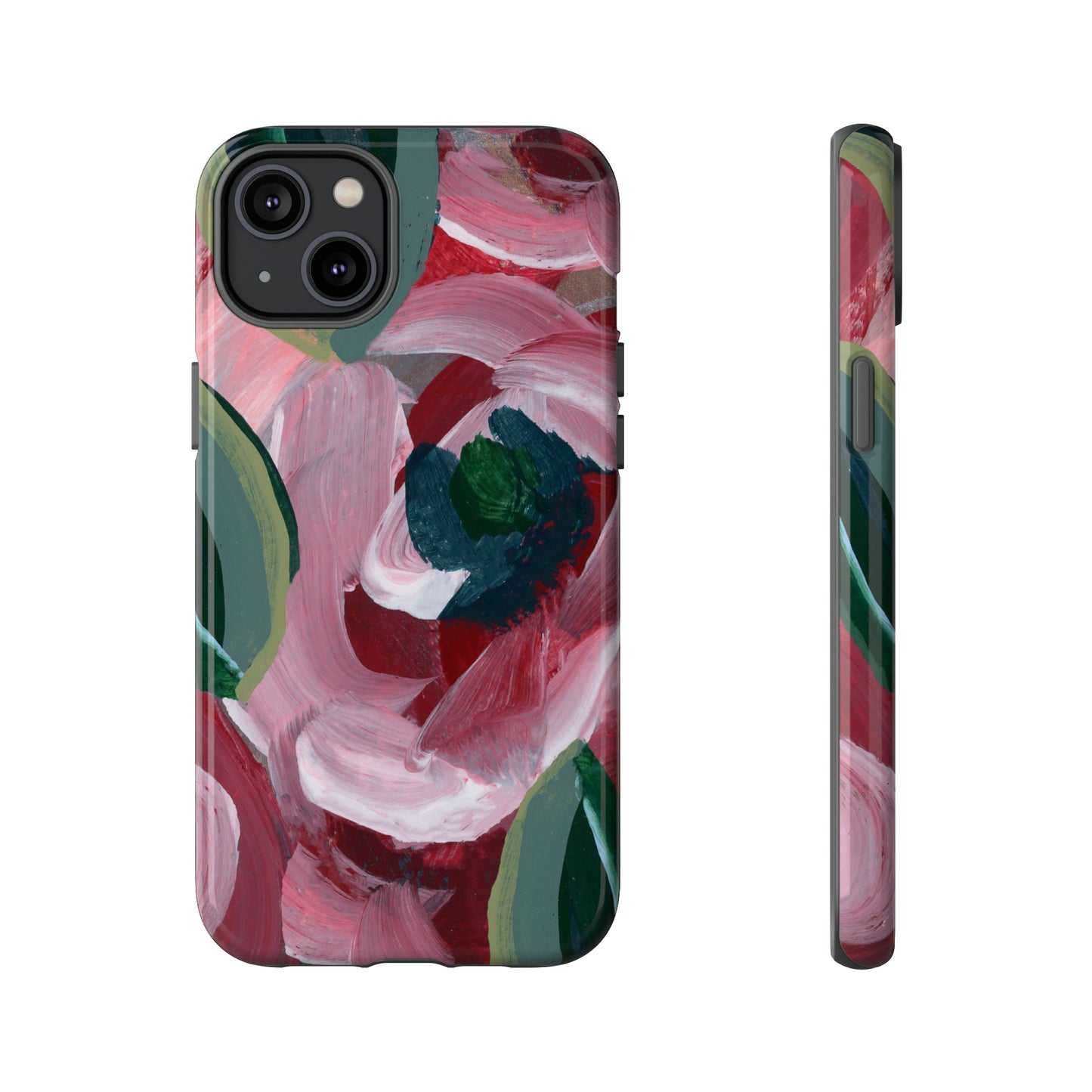 Burgundy Red Floral Hand Painted Abstract Colorful Case: Impact-Resistant Phone Cases