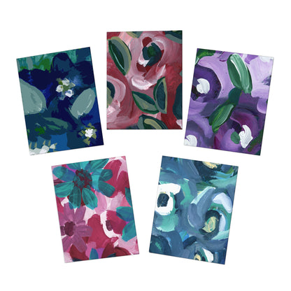 Floral Hand Painted Vertical Multi-Design Greeting Cards (5-Pack)