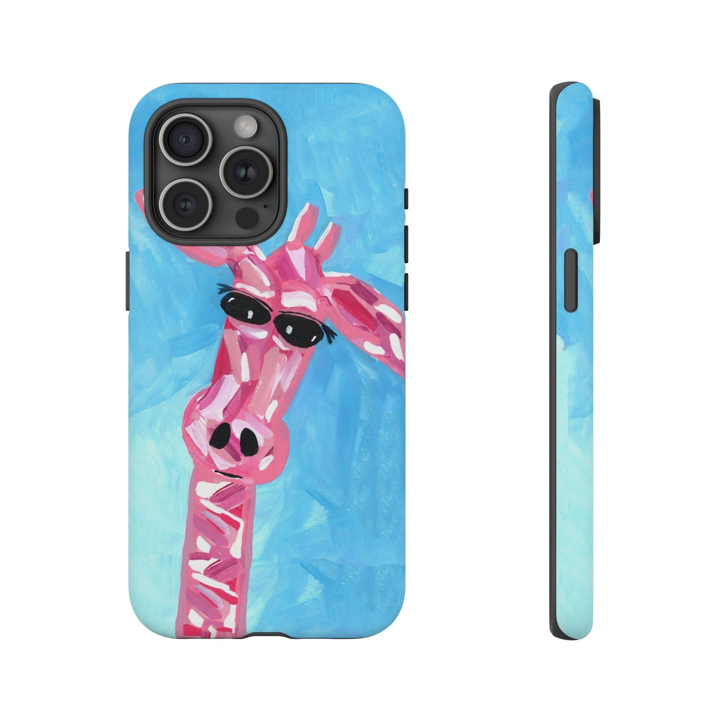 Bright Pink Giraffe Hand Painted Phone Case - Tough Cases