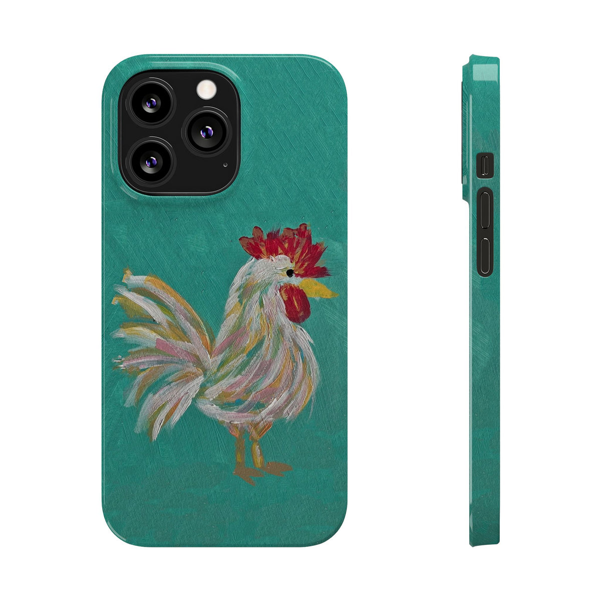Phone Case hand painted chicken rooster digitized