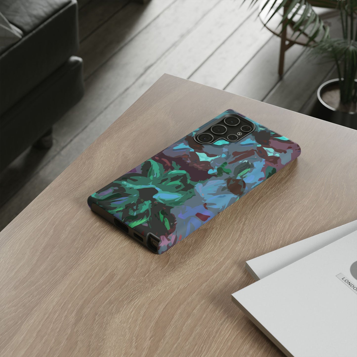 Hand Painted Abstract Colorful Teal Purple Green: Impact-Resistant Phone Case