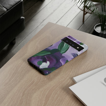 Purple Flowers Hand Painted Abstract Colorful Case: Impact-Resistant Phone Cases