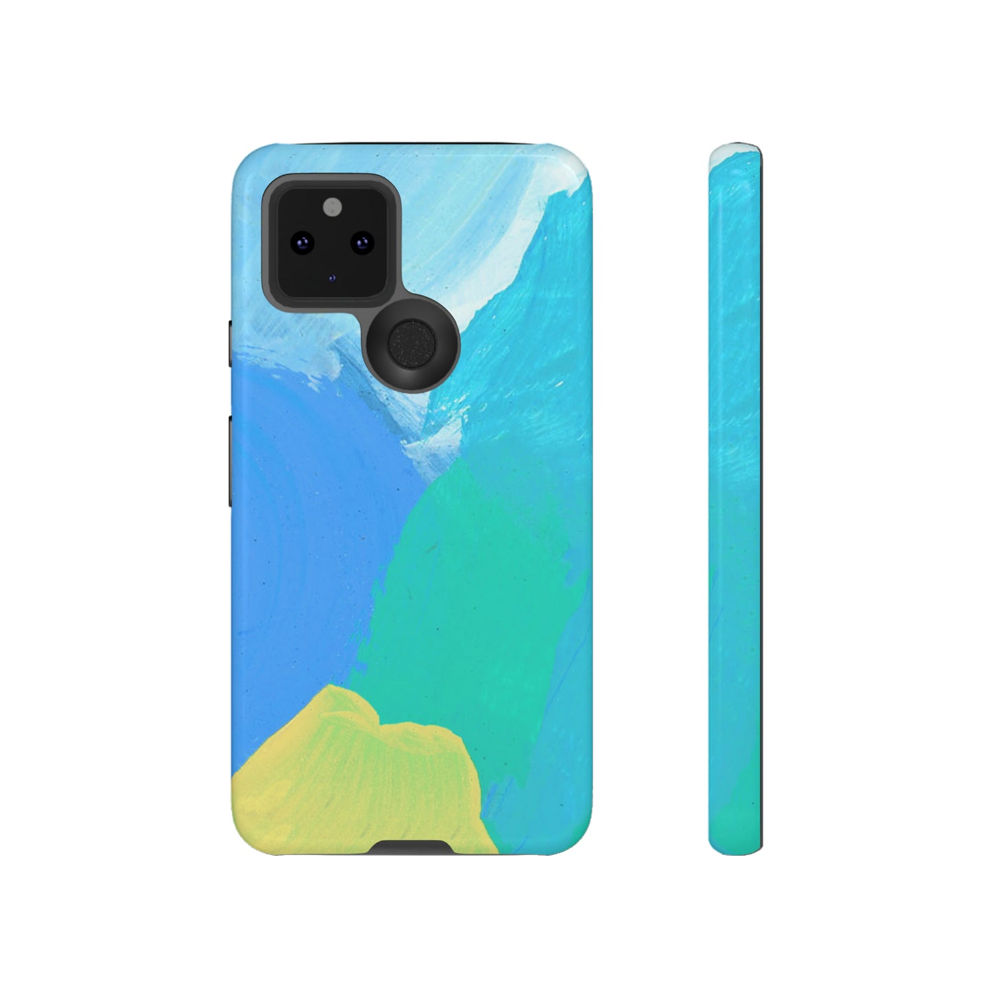 Hand Painted Abstract Blue Teal White Yellow Cute Phone Case - Tough Cases