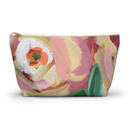 Bright Colorful Fun Abstract Art Cosmetic Makeup Bag in Pinks Corals