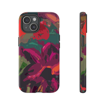 Hand Painted Abstract Colorful Burgundy Teal Orange Red Impact-Resistant Phone Cases