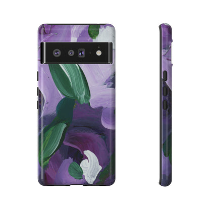 Purple Flowers Hand Painted Abstract Colorful Case: Impact-Resistant Phone Cases