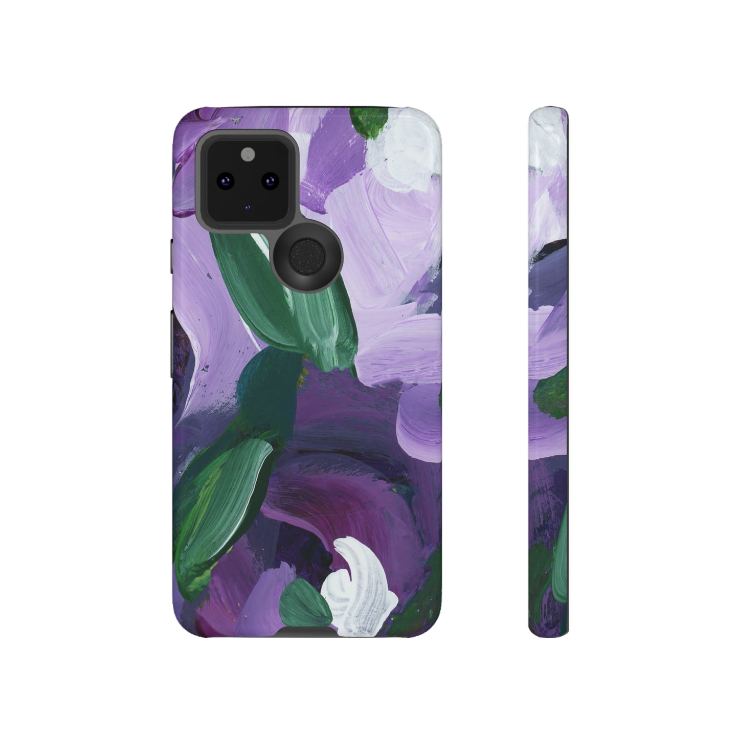 Purple Flowers Hand Painted Abstract Colorful Case: Impact-Resistant Phone Cases