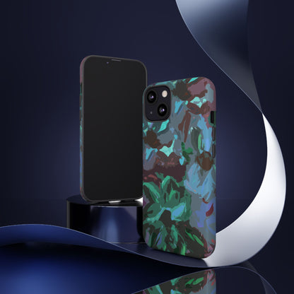 Hand Painted Abstract Colorful Teal Purple Green: Impact-Resistant Phone Case