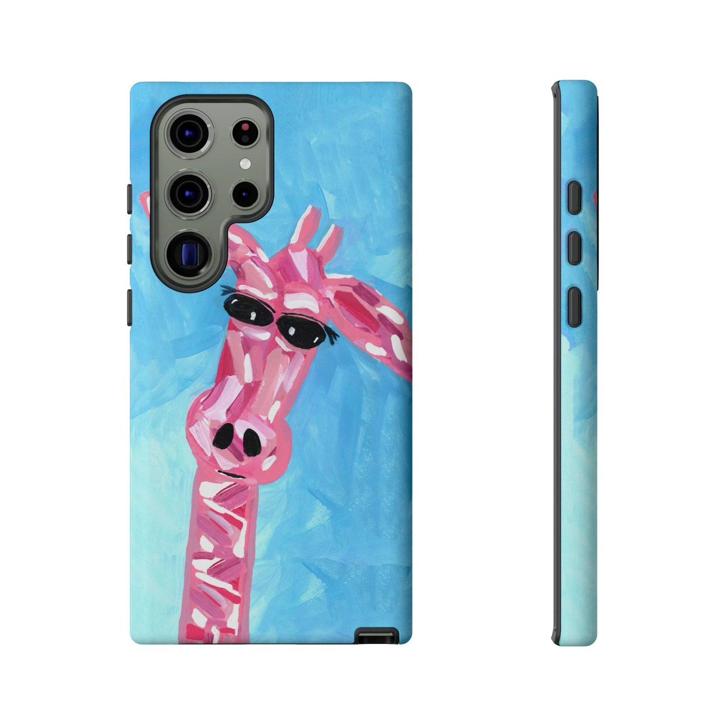 Bright Pink Giraffe Hand Painted Phone Case - Tough Cases