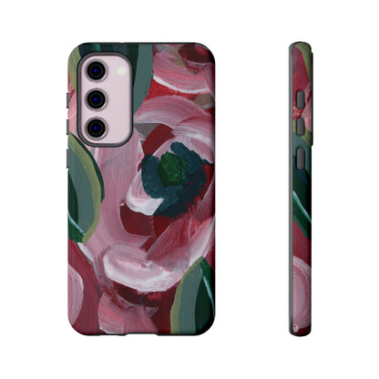 Burgundy Red Floral Hand Painted Abstract Colorful Case: Impact-Resistant Phone Cases