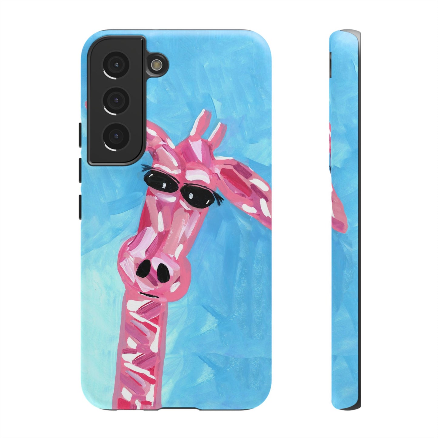 Bright Pink Giraffe Hand Painted Phone Case - Tough Cases