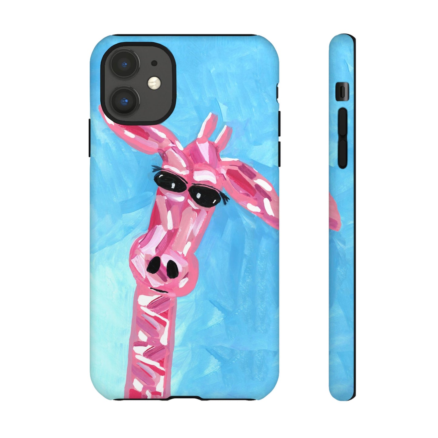 Bright Pink Giraffe Hand Painted Phone Case - Tough Cases