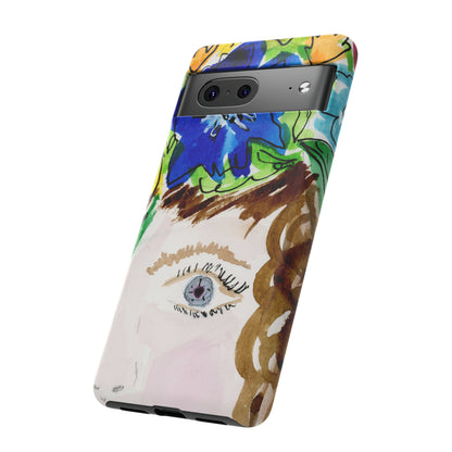 Vera | Hand Painted Girl with Flowers Headdress Colorful Case: Impact-Resistant Phone Cases