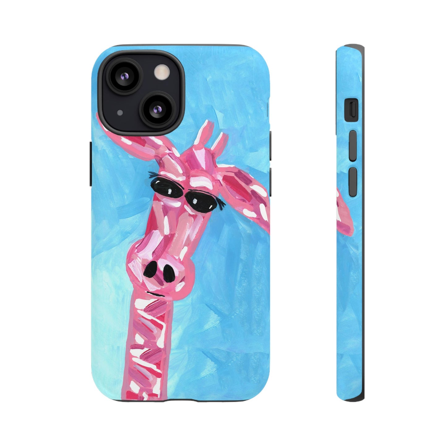 Bright Pink Giraffe Hand Painted Phone Case - Tough Cases