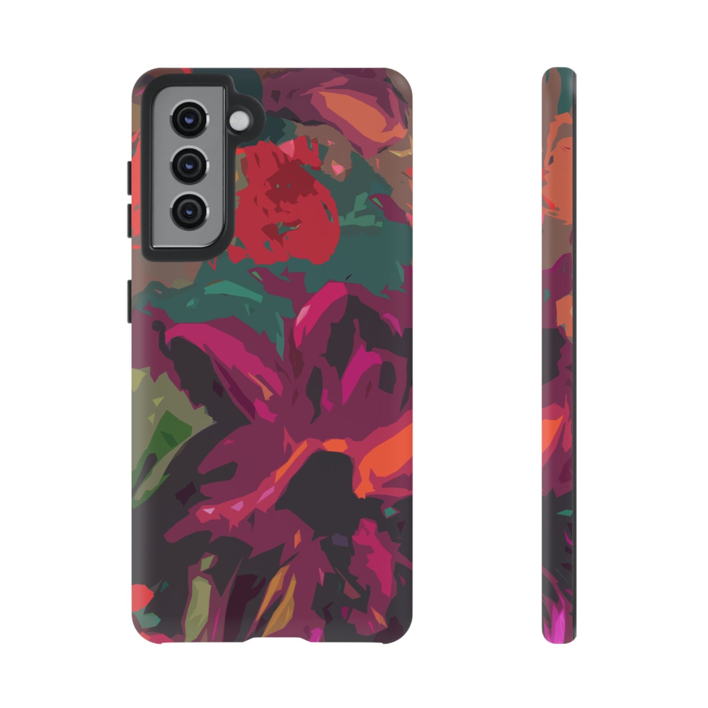 Hand Painted Abstract Colorful Burgundy Teal Orange Red Impact-Resistant Phone Cases