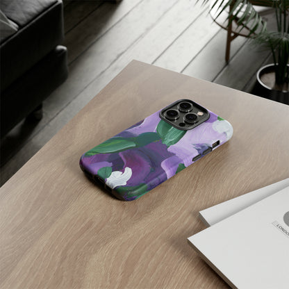 Purple Flowers Hand Painted Abstract Colorful Case: Impact-Resistant Phone Cases