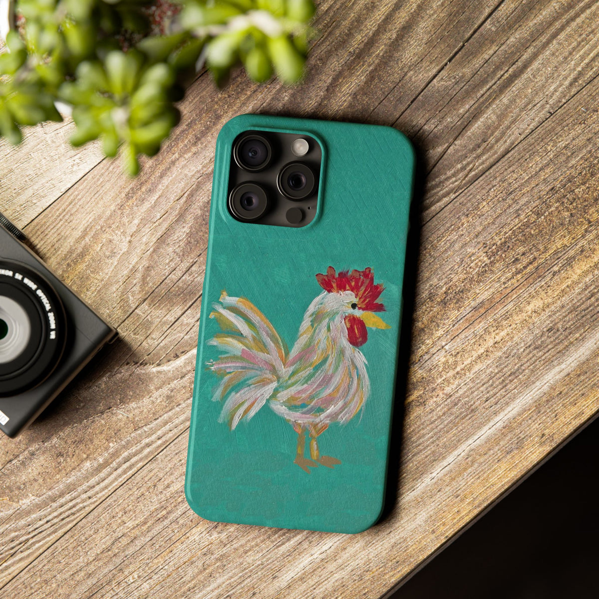 Phone Case hand painted chicken rooster digitized