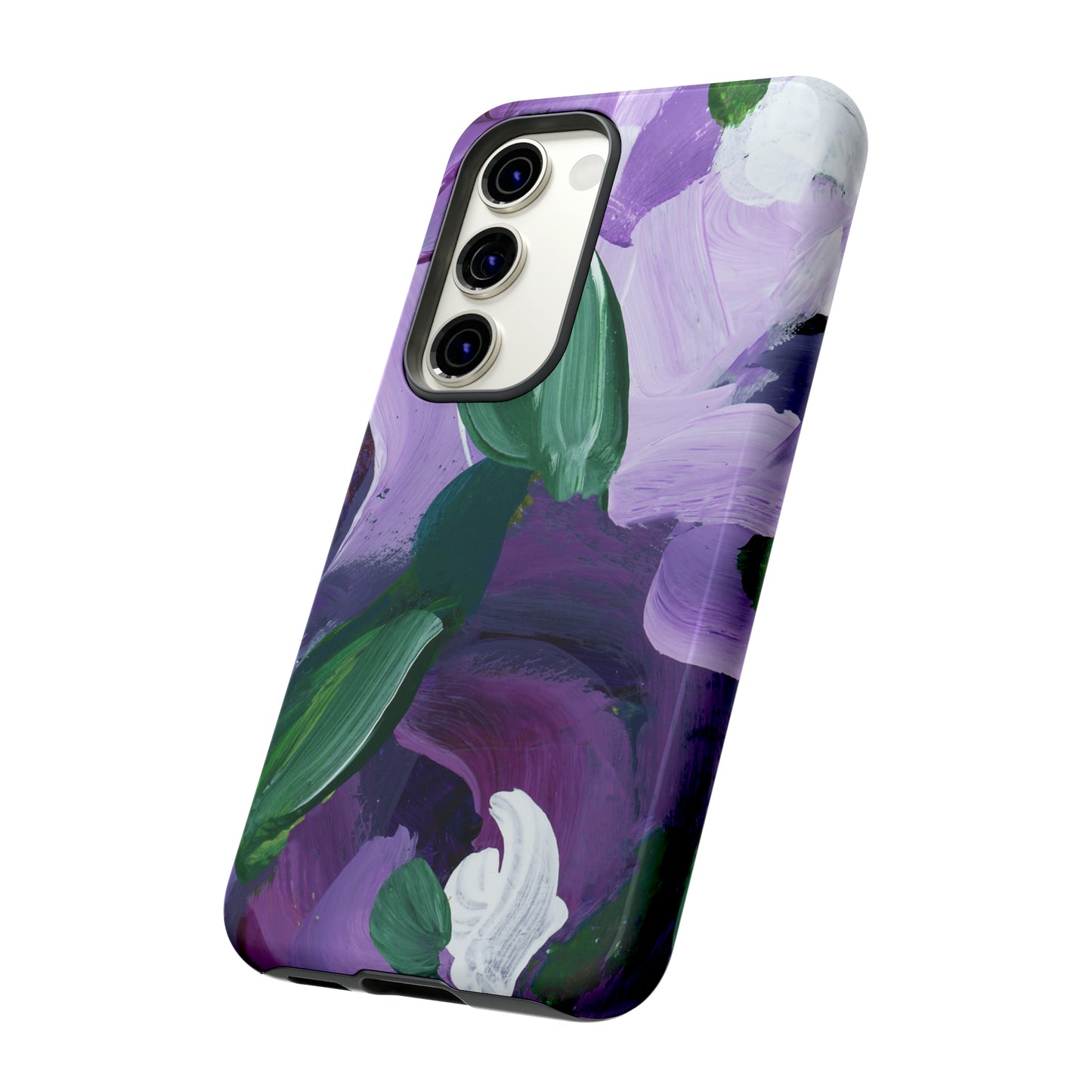 Purple Flowers Hand Painted Abstract Colorful Case: Impact-Resistant Phone Cases