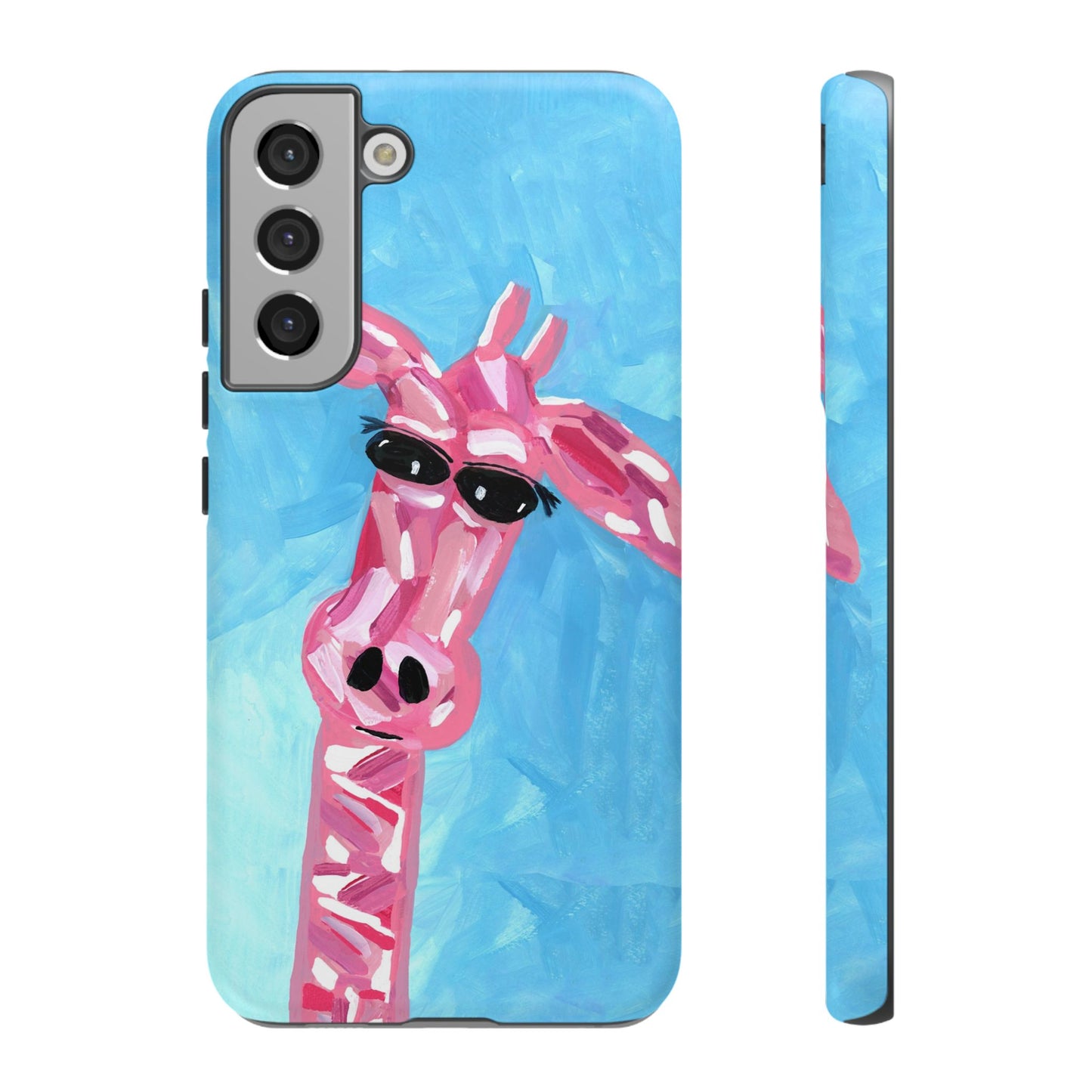 Bright Pink Giraffe Hand Painted Phone Case - Tough Cases