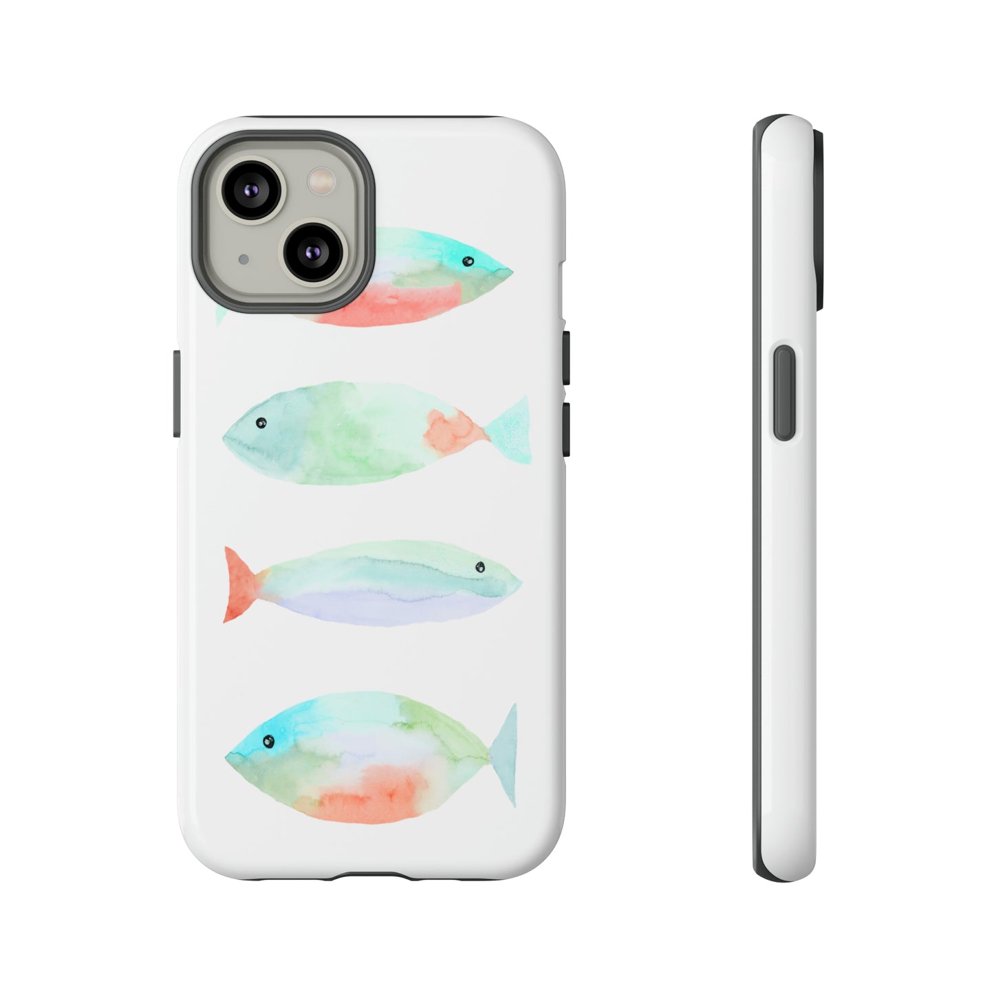 4 Watercolor Fish Hand Painted Cute Phone Case - Tough Case