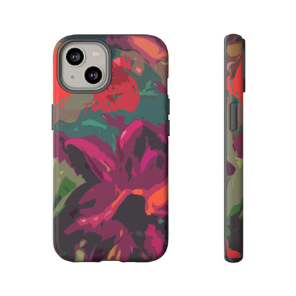 Hand Painted Abstract Colorful Burgundy Teal Orange Red Impact-Resistant Phone Cases