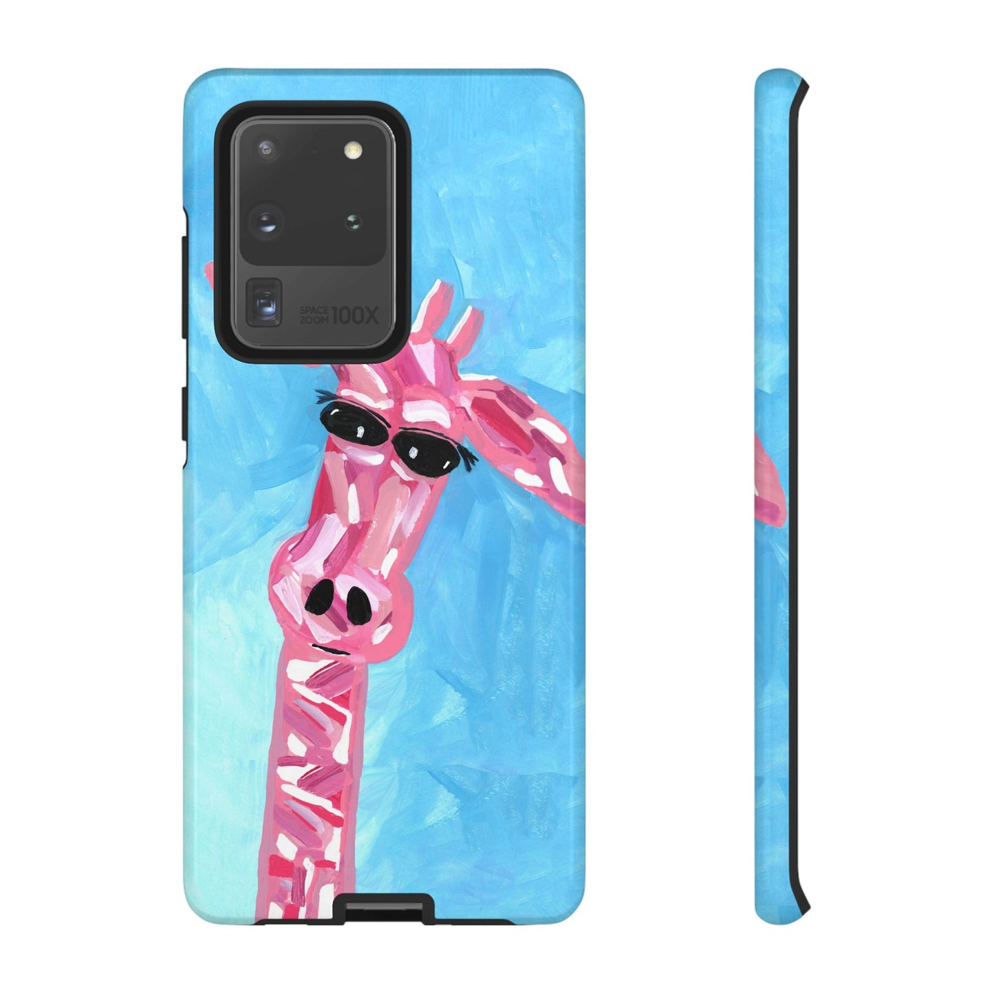 Bright Pink Giraffe Hand Painted Phone Case - Tough Cases