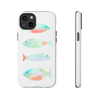 4 Watercolor Fish Hand Painted Cute Phone Case - Tough Case