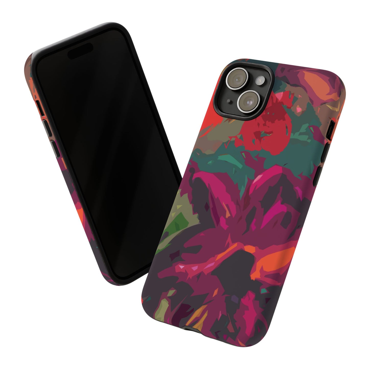 Hand Painted Abstract Colorful Burgundy Teal Orange Red Impact-Resistant Phone Cases