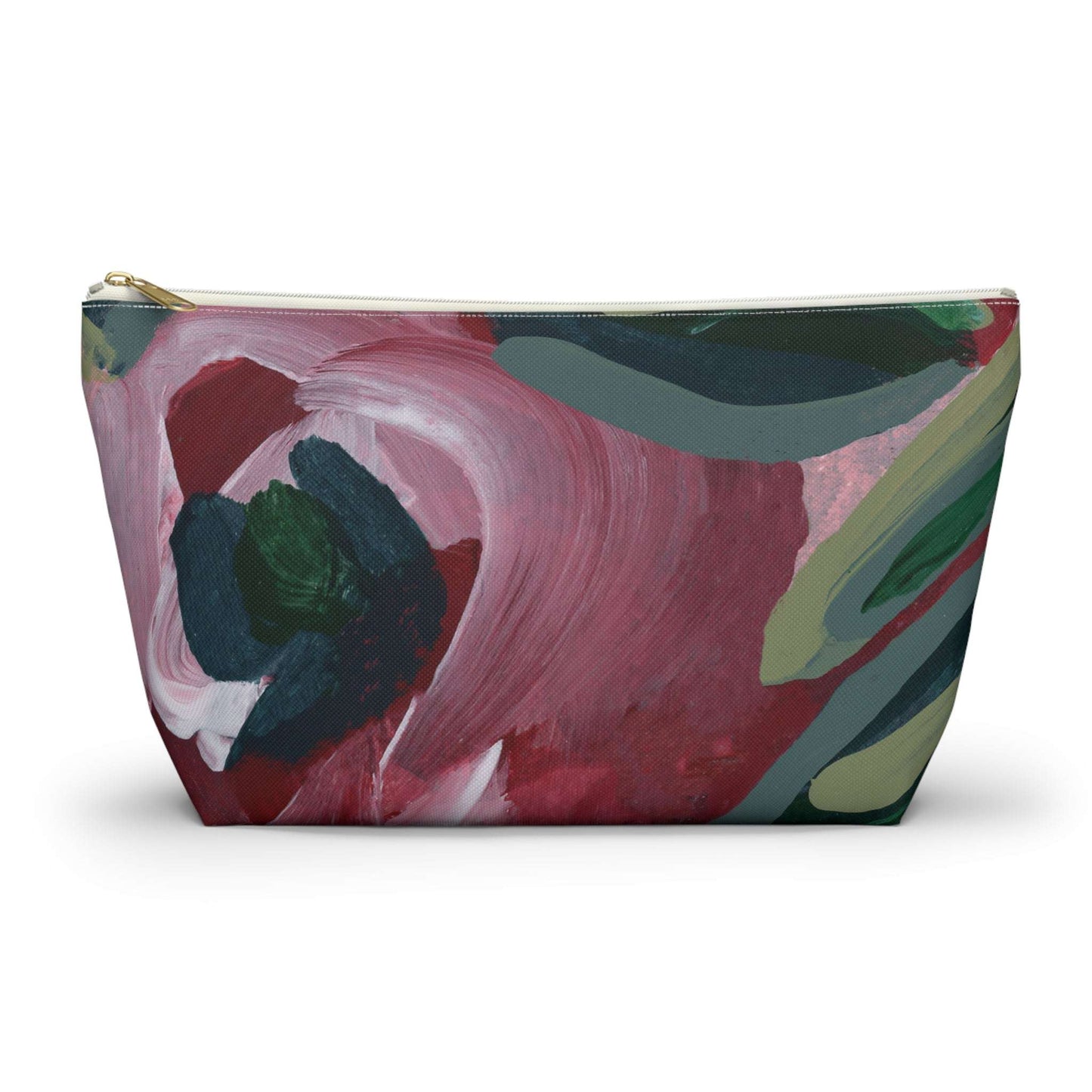 Burgundy Red Floral Cosmetic Travel Bag